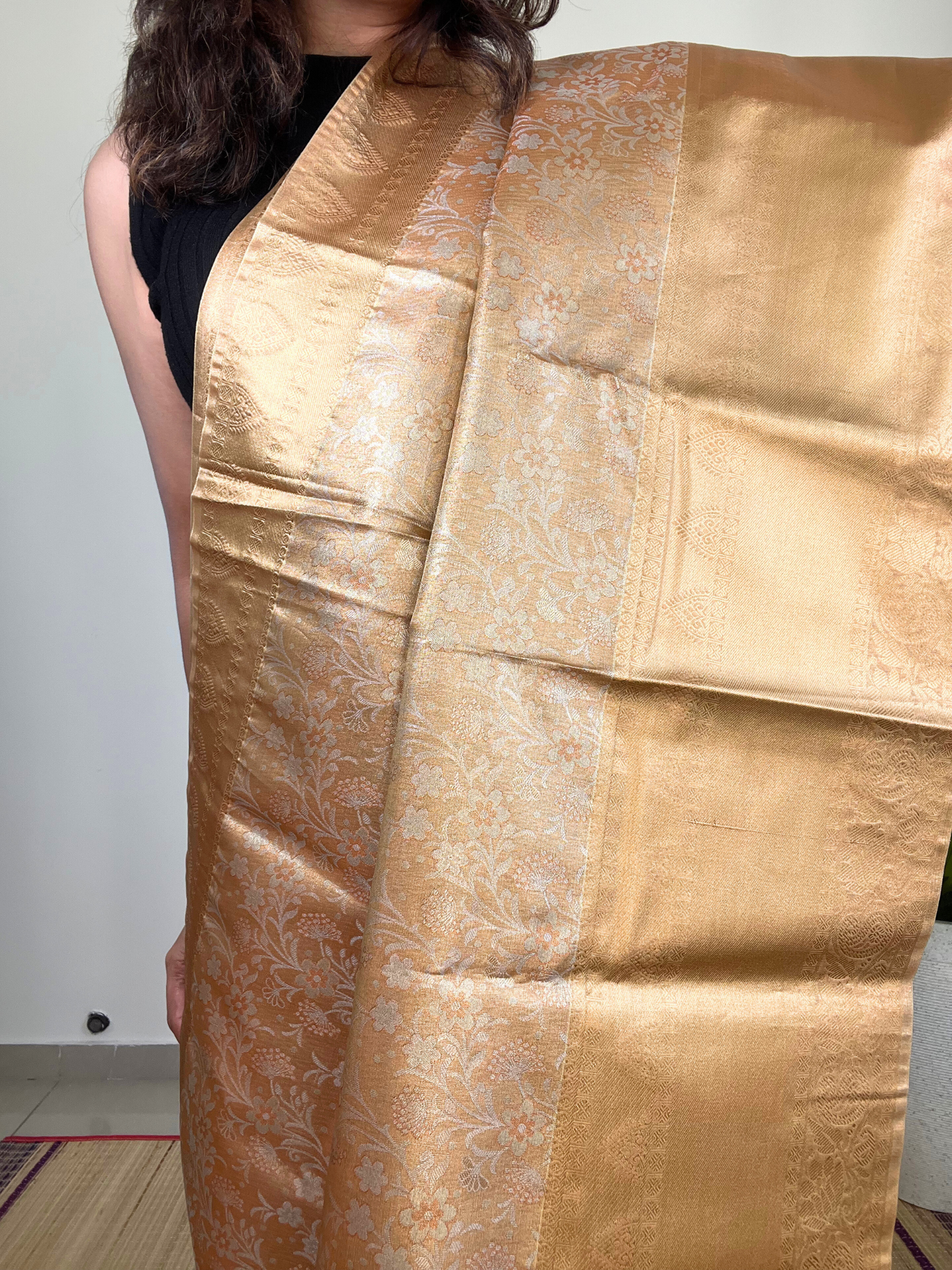 Gold and Orange - Tissue Saree