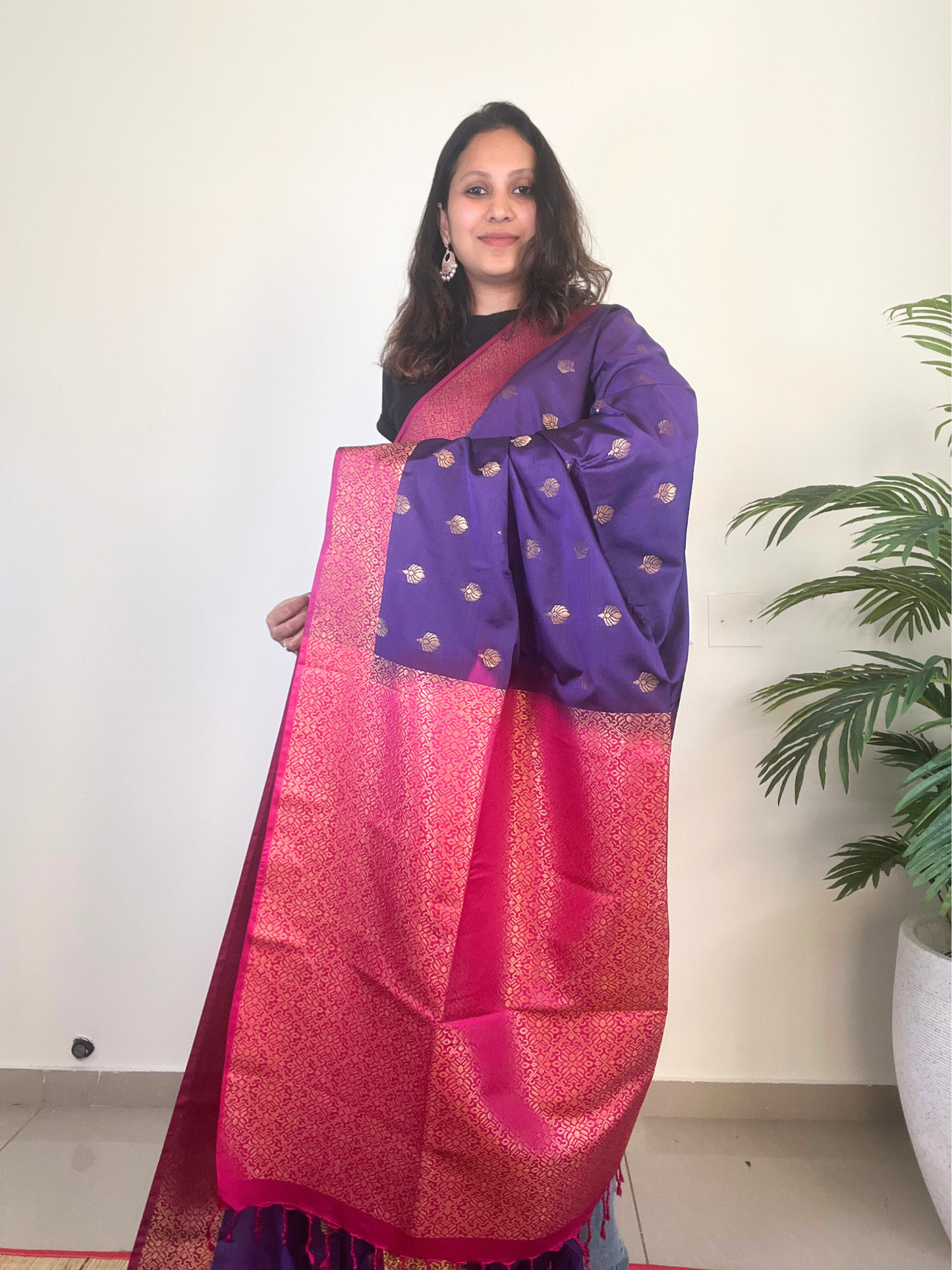 Purple and Pink - Premium Soft Silk Saree