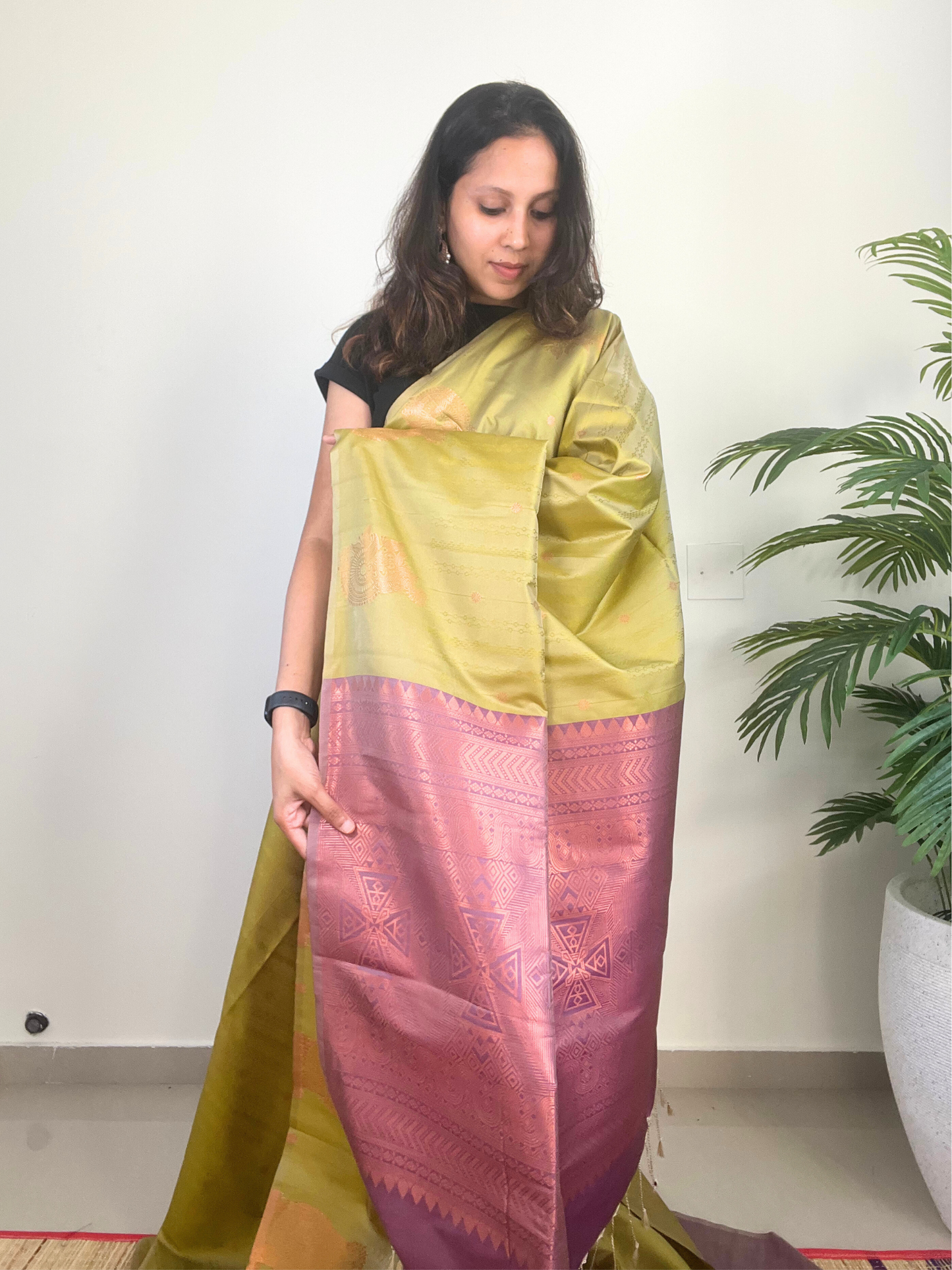 Green and Purple - Soft Silk Saree