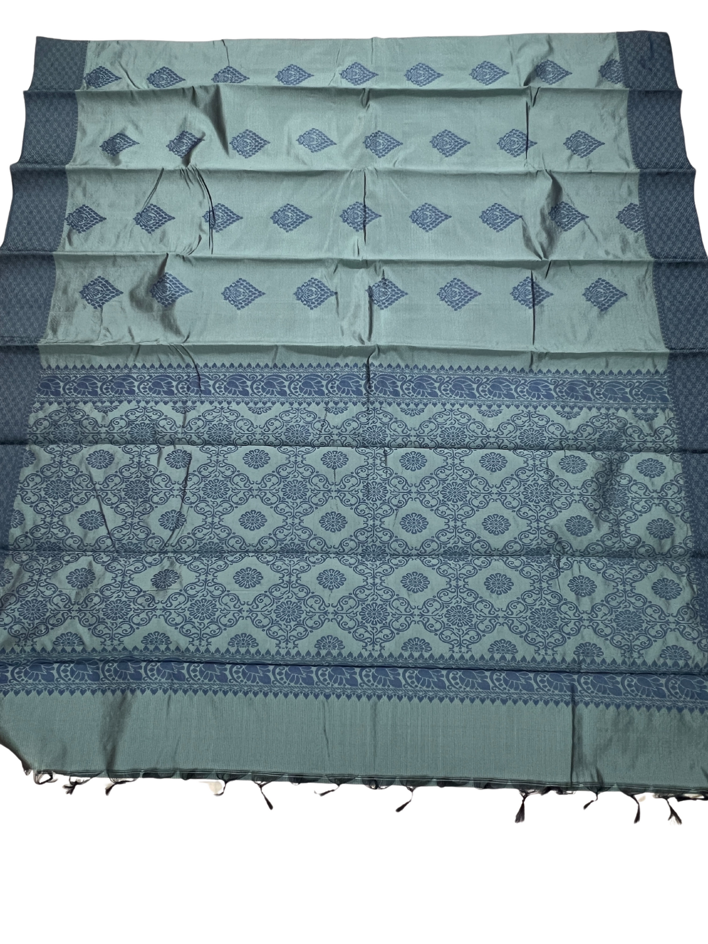 Grey - Thread Work - Cotton Saree