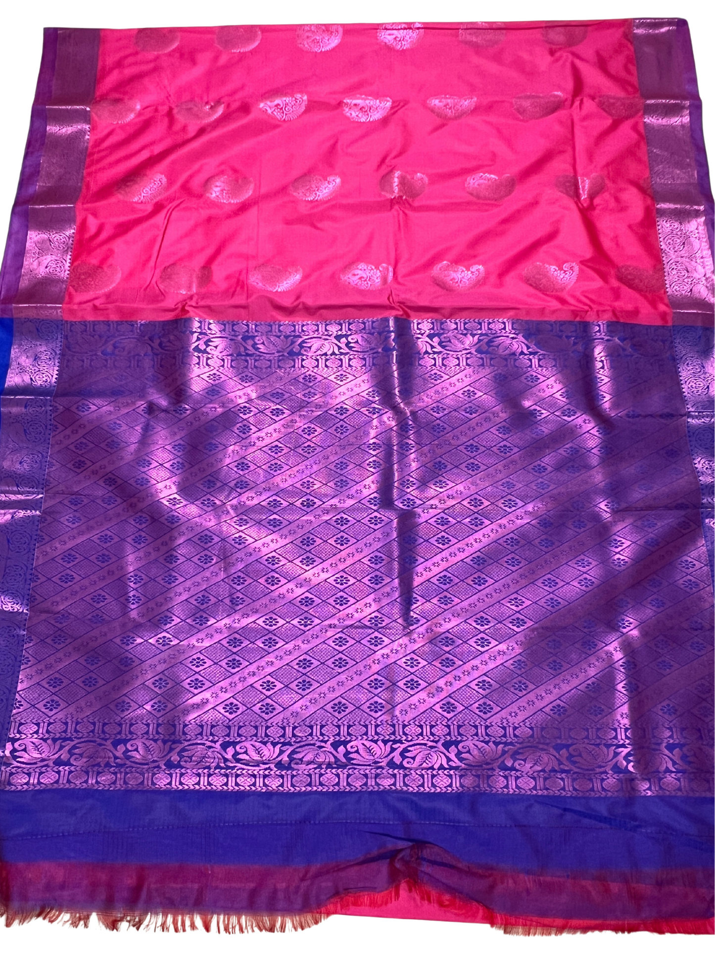 Pink and Purple - Semi Kanchipuram Silk Saree