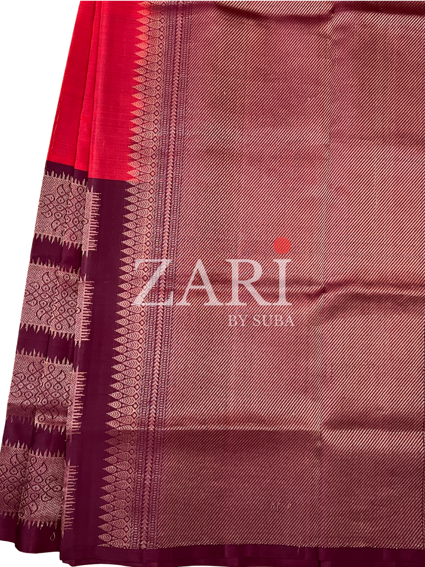 KOLAM SCARLET - Pure Kanchipuram Silk Saree