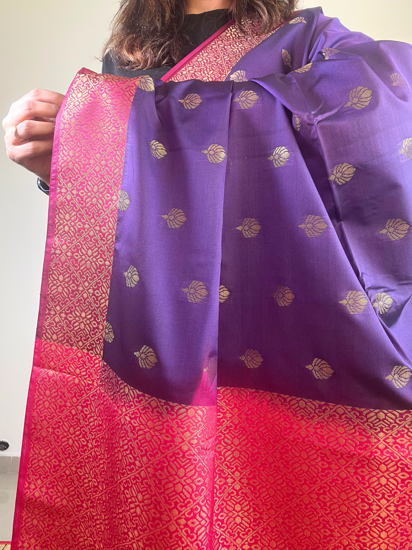 Purple and Pink - Premium Soft Silk Saree