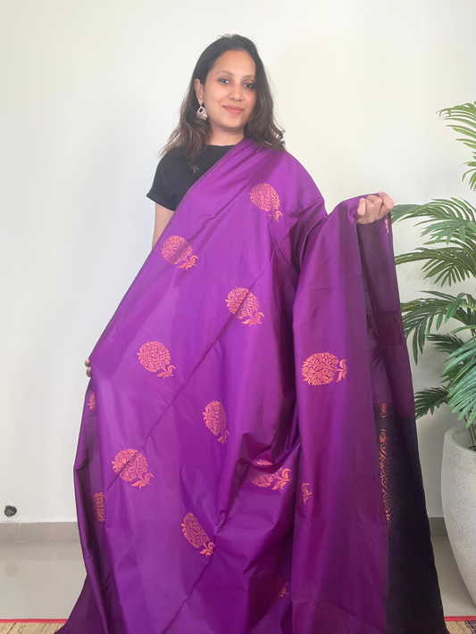 Purple and Blue - Soft Silk Saree