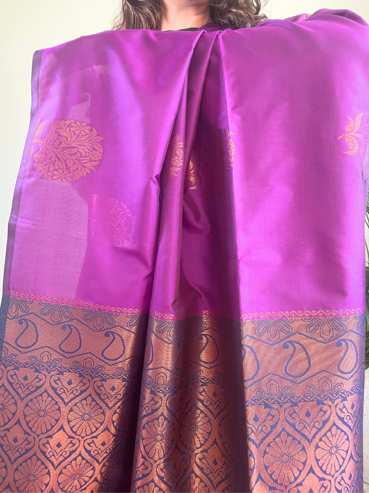 Purple and Blue - Soft Silk Saree