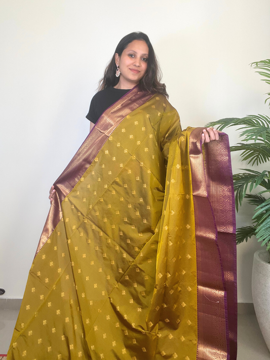 Green and Purple - Soft Silk Saree