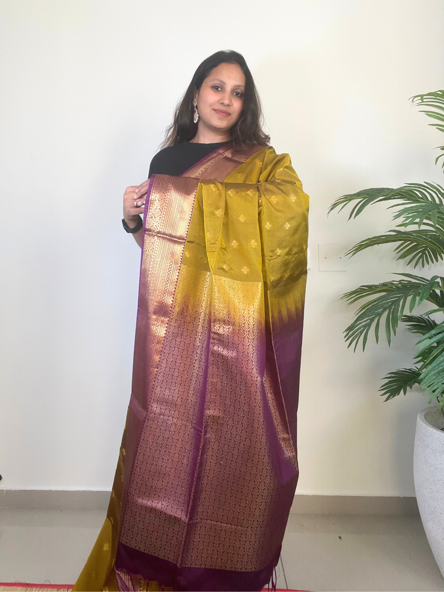 Green and Purple - Soft Silk Saree