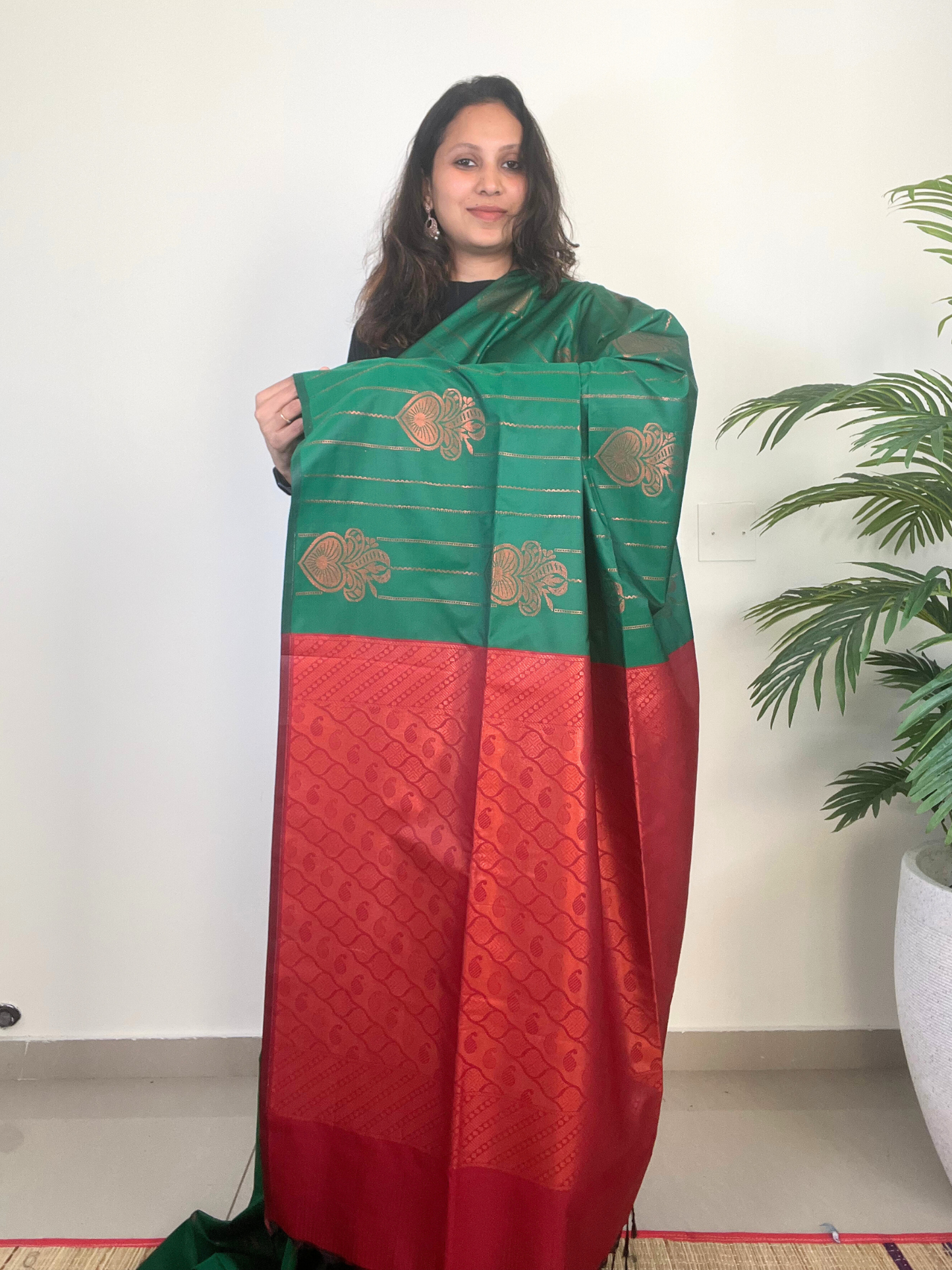 Green and Red - Soft Silk Saree