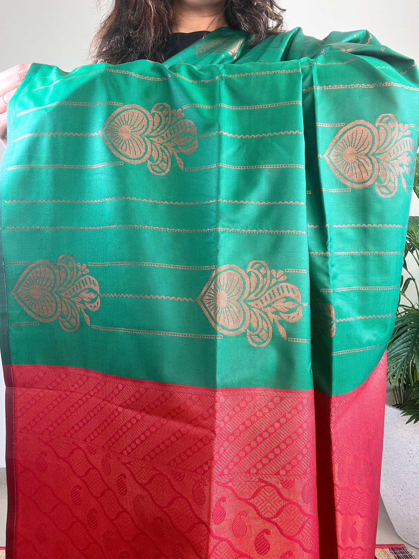 Green and Red - Soft Silk Saree