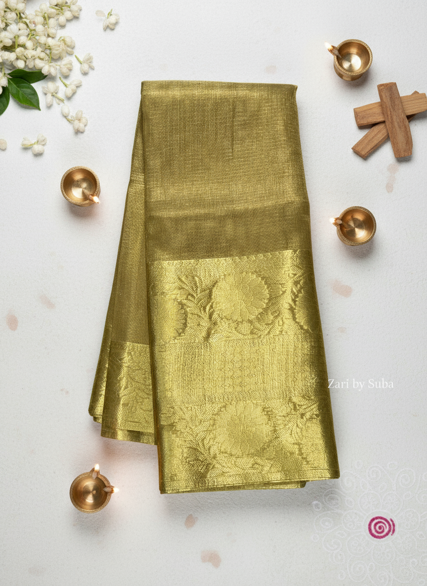 Gold - Semi Kanchi Tissue Saree
