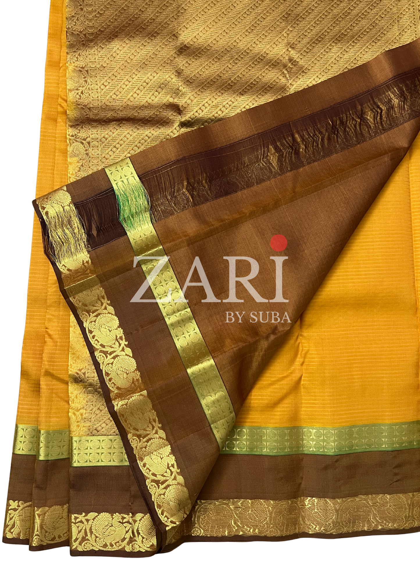 GOLDEN EARTH - Gap Border - Pure Kanchipuram Silk Saree