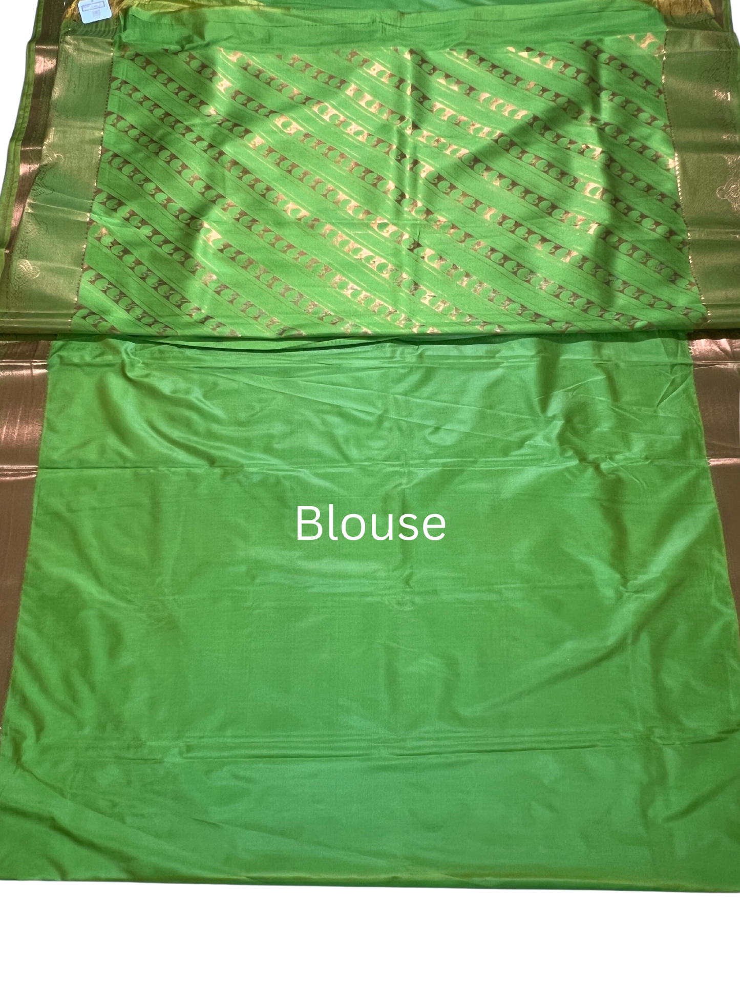 Green and Gold - Kattam - Semi Kanchipuram Silk Saree