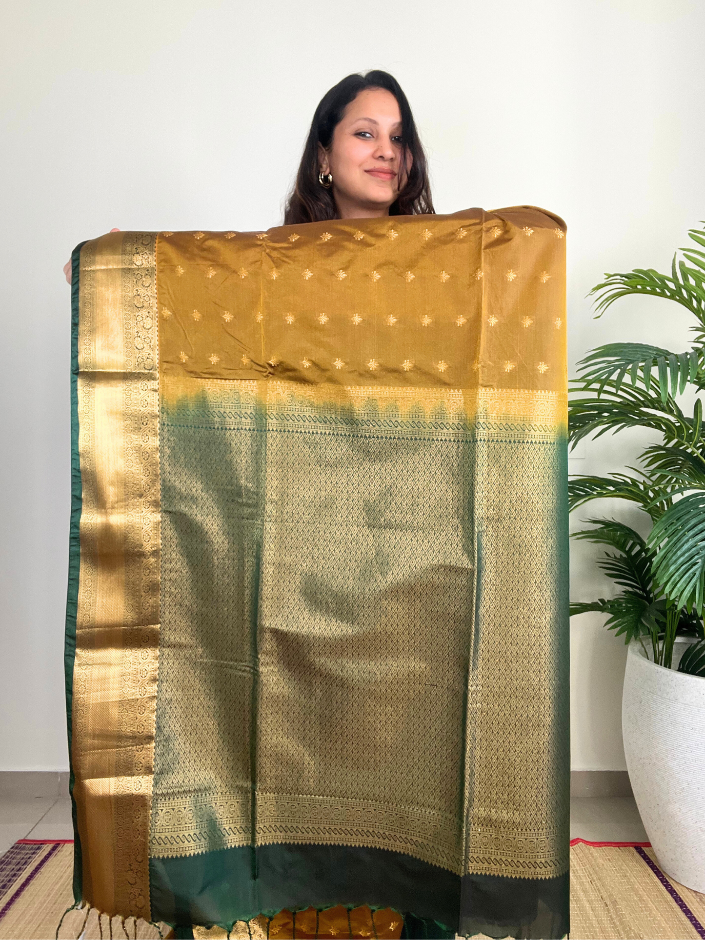 Henna Green and Dark Green - Premium Soft Silk Saree