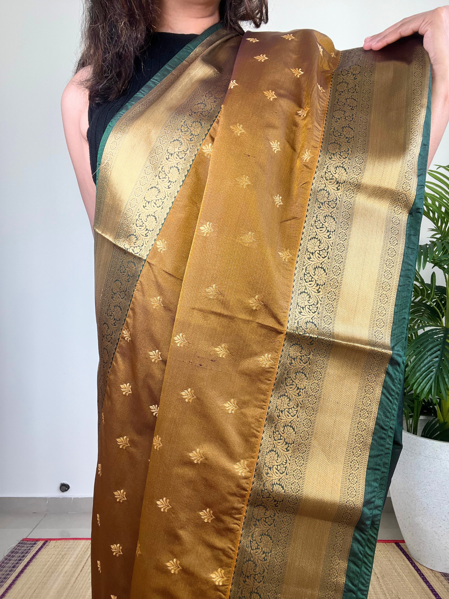 Henna Green and Dark Green - Premium Soft Silk Saree