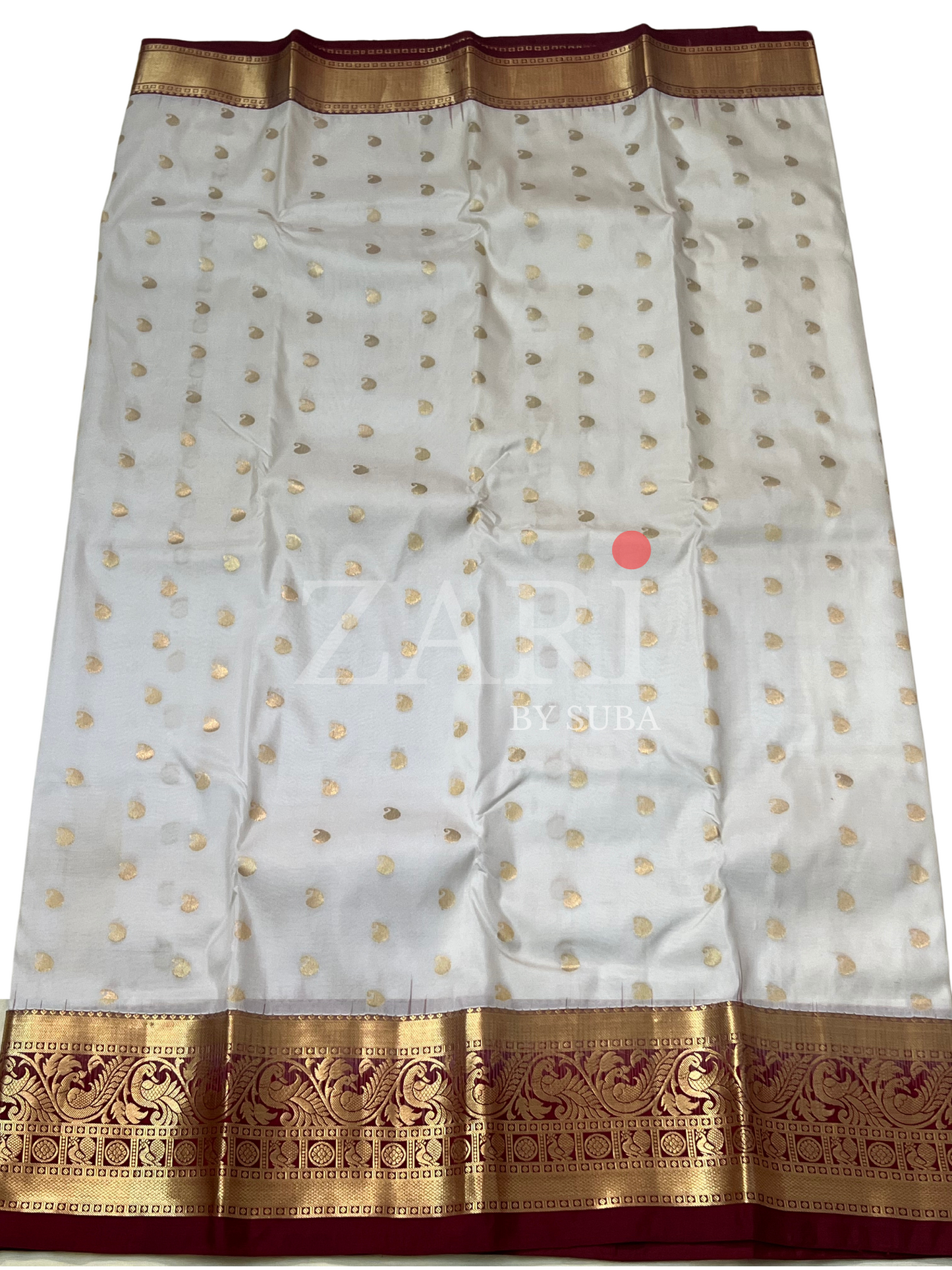 SNOW BLOSSOM - Pure Kanchipuram Silk Saree