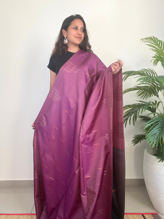 Purple and Teal - Soft Silk Saree