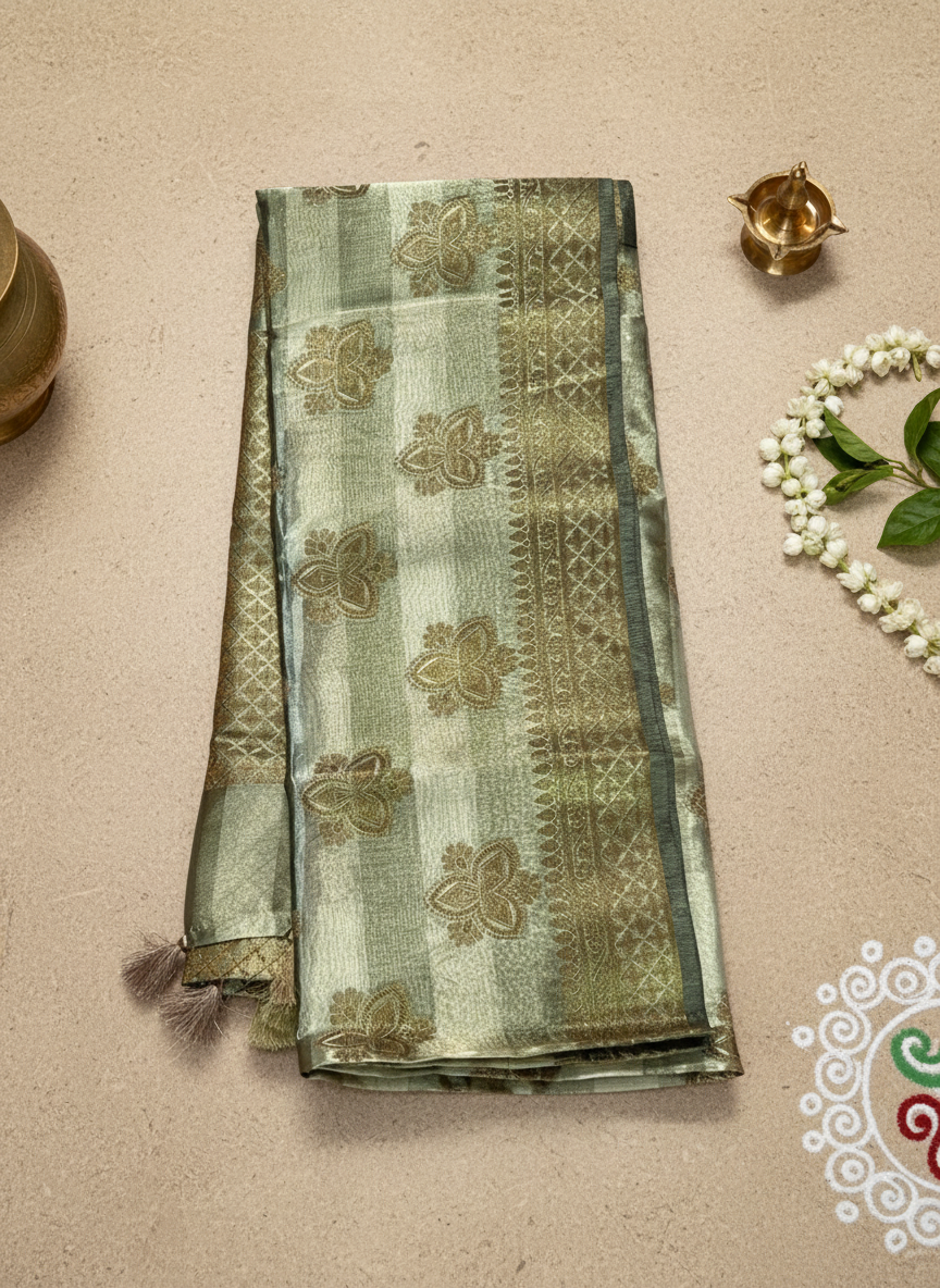 Green - Tissue Saree